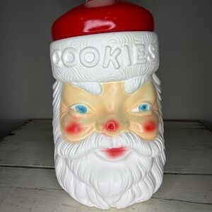 Vintage 1973 Empire Carolina Christmas Santa Claus Blow Mold Plastic Cookie Jar